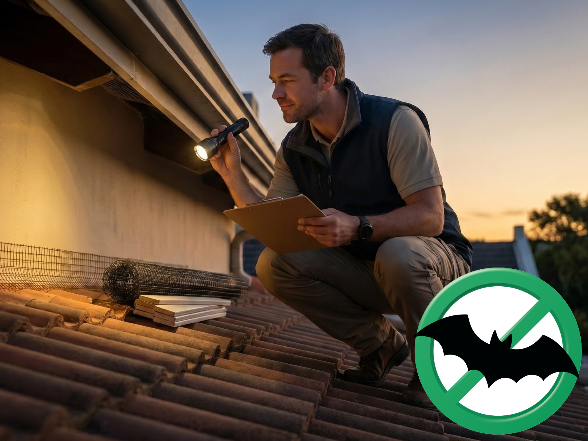 Humane bat exclusion work at a residential property